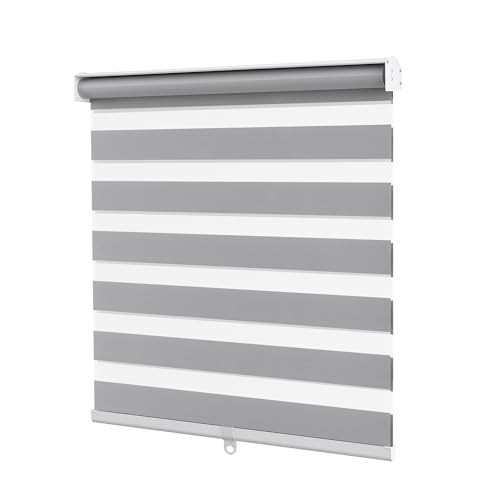 Light Filtering Roller Blinds – Grey Dual Layer Window Shades, 32″ W x 72″ H, Ea