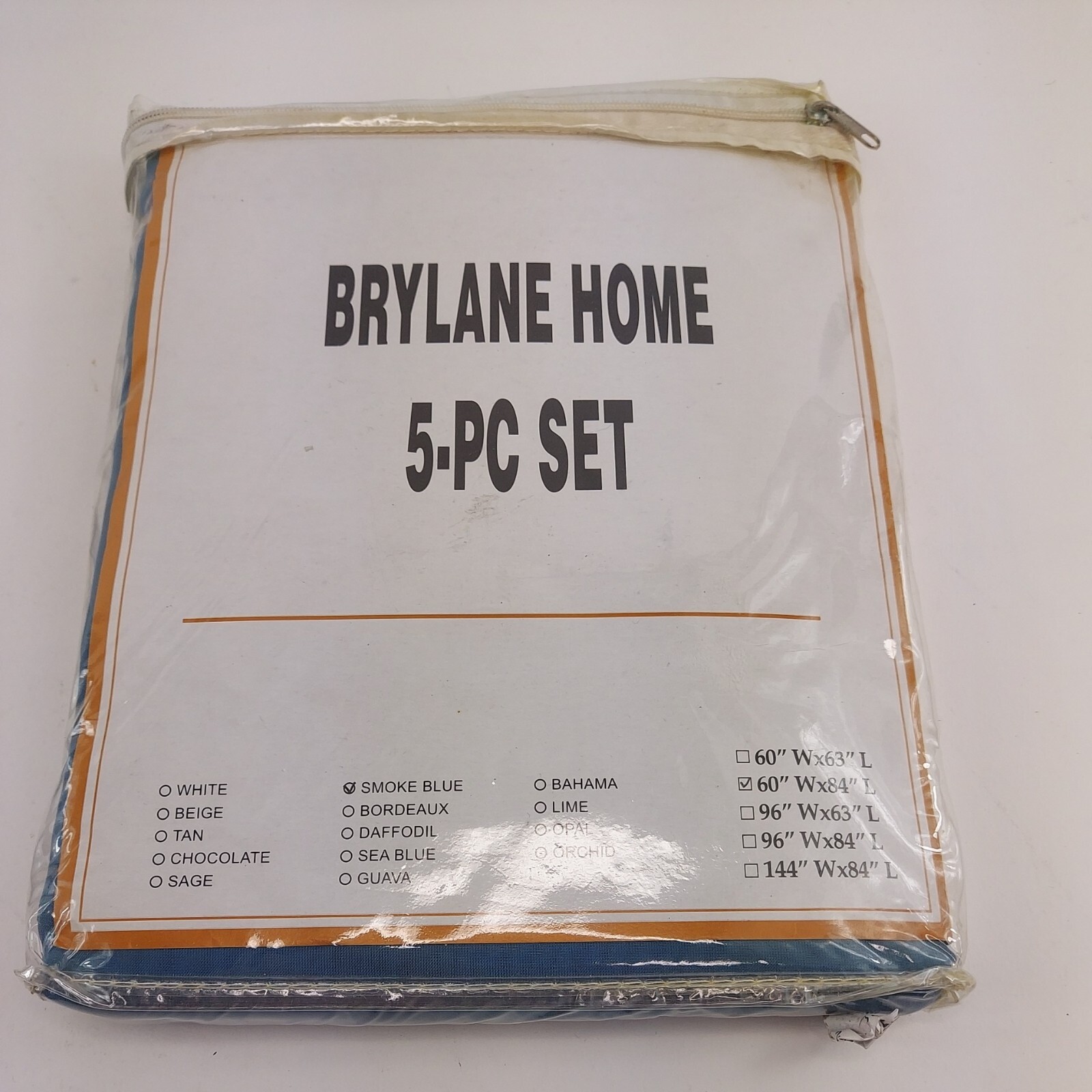 Brylane Home Sheer Voile 5 Piece One-Rod Curtain Valance Set 60 x 84 Smoke Blue