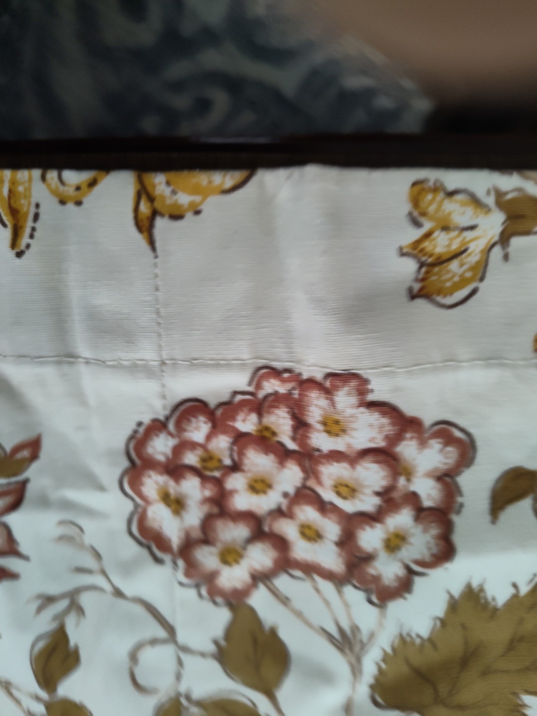 Vintage Custom Made Lined Window Floral Bird Short Valance Curtain 124″ X 13.5″