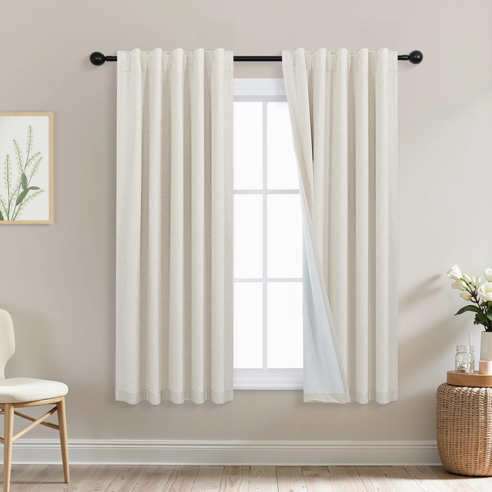 Mrs.Naturall Heat Blocking Short Curtains 45 Inch Length, Thermal Insulated L…