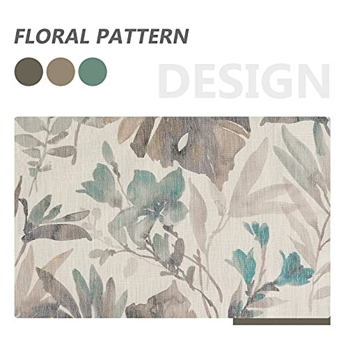 Floral Curtains Linen Style Curtains 52″W x 84″L (Pack of 2) A-brown/Natural
