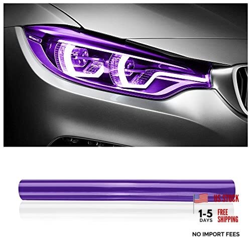 12 X 48inch Car Light Tint Film, Cuttable&Stretchability Car Headlight Purple