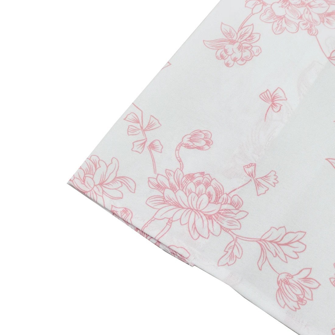 White Pink 5ft x 10ft French Toile Polyester Backdrop Curtain with Rod Pockets