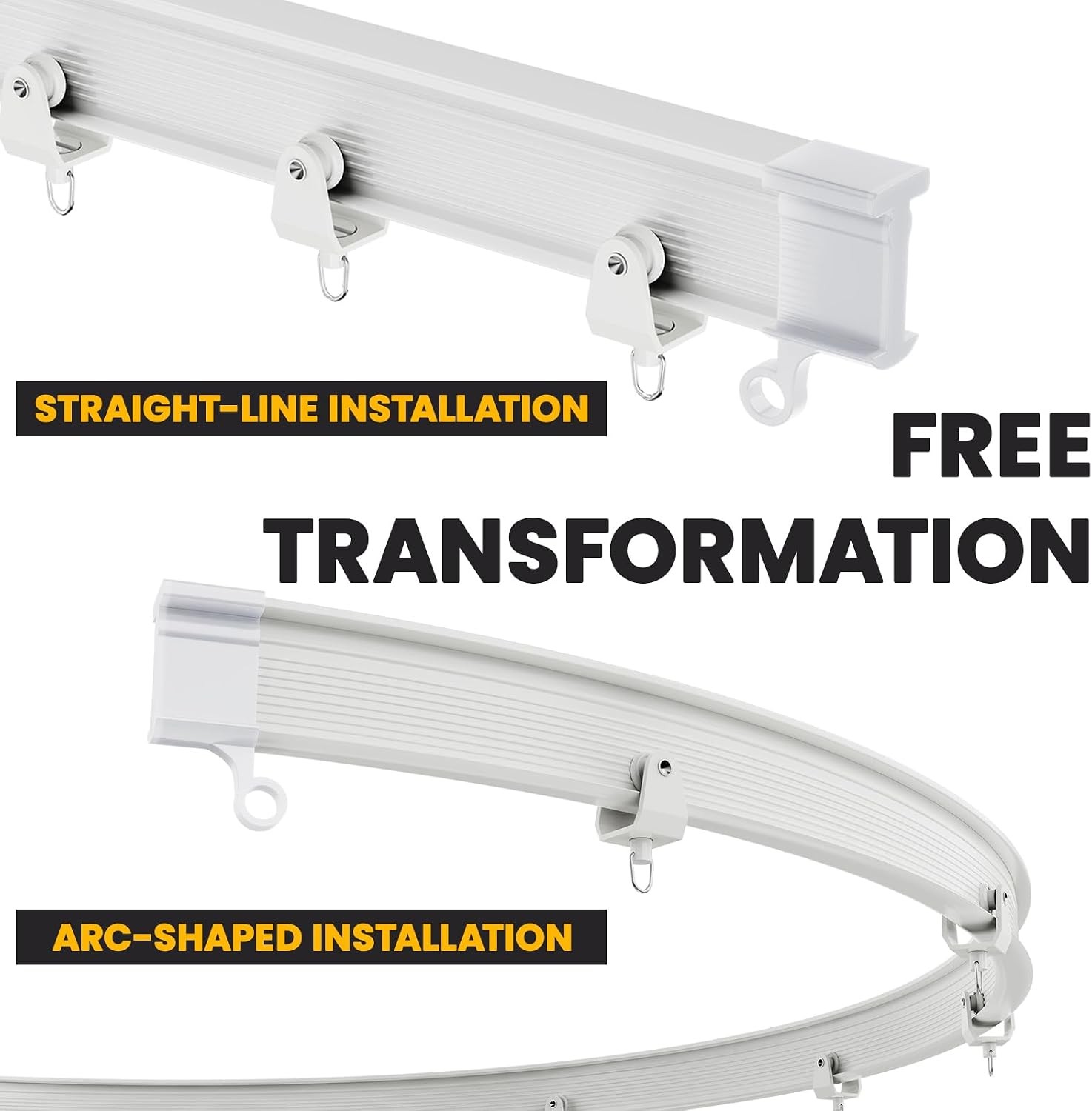 Flexible Ceiling Curtain Track Ceiling Mount, Curved Curtain Rod, Sliding