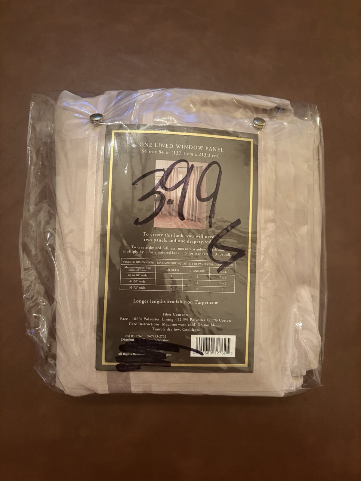 NEW Fieldcrest Luxury Tan Strip Lined Window Panel 54″ x 84″ NIP