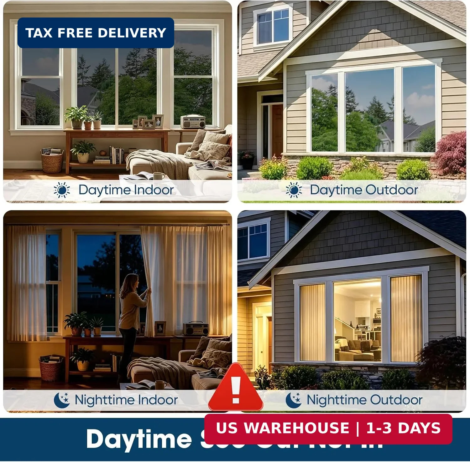 Coavas Window Privacy Film Daytime See Out Not in, 99% UV Blocking Heat Control