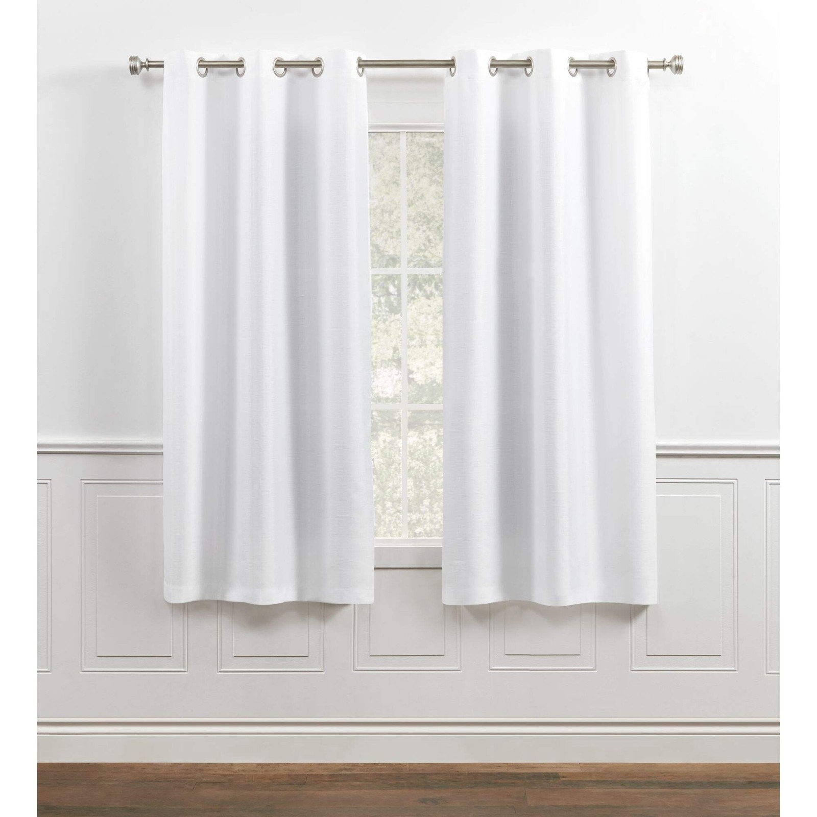Chaps Home Lise Solid Textured Linen Look Grommet Top Curtain Panels 38X84