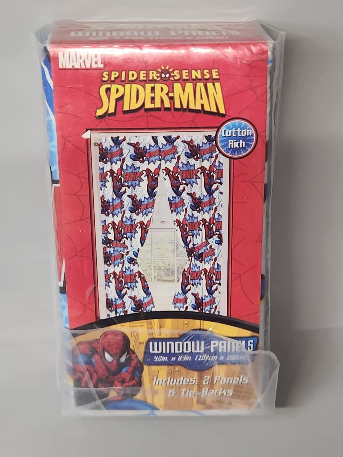 Jay Franco Marvel Spiderman ‘Astonish’ 42″ X 63″ Curtain Panel Pair with Tie Bac