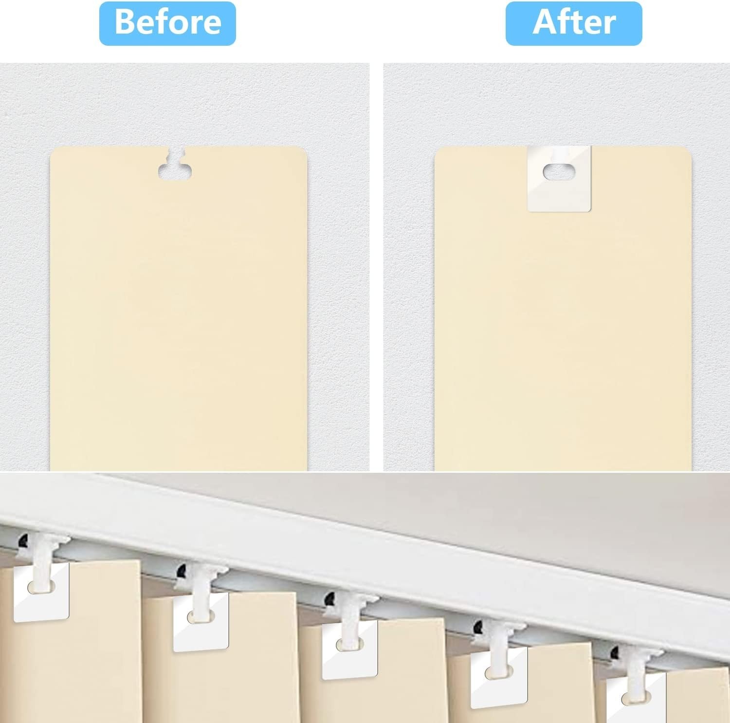 Eco-Friendly Vertical Blind Repair Tabs – Instant Fix for Damaged Slats, 25 Sets