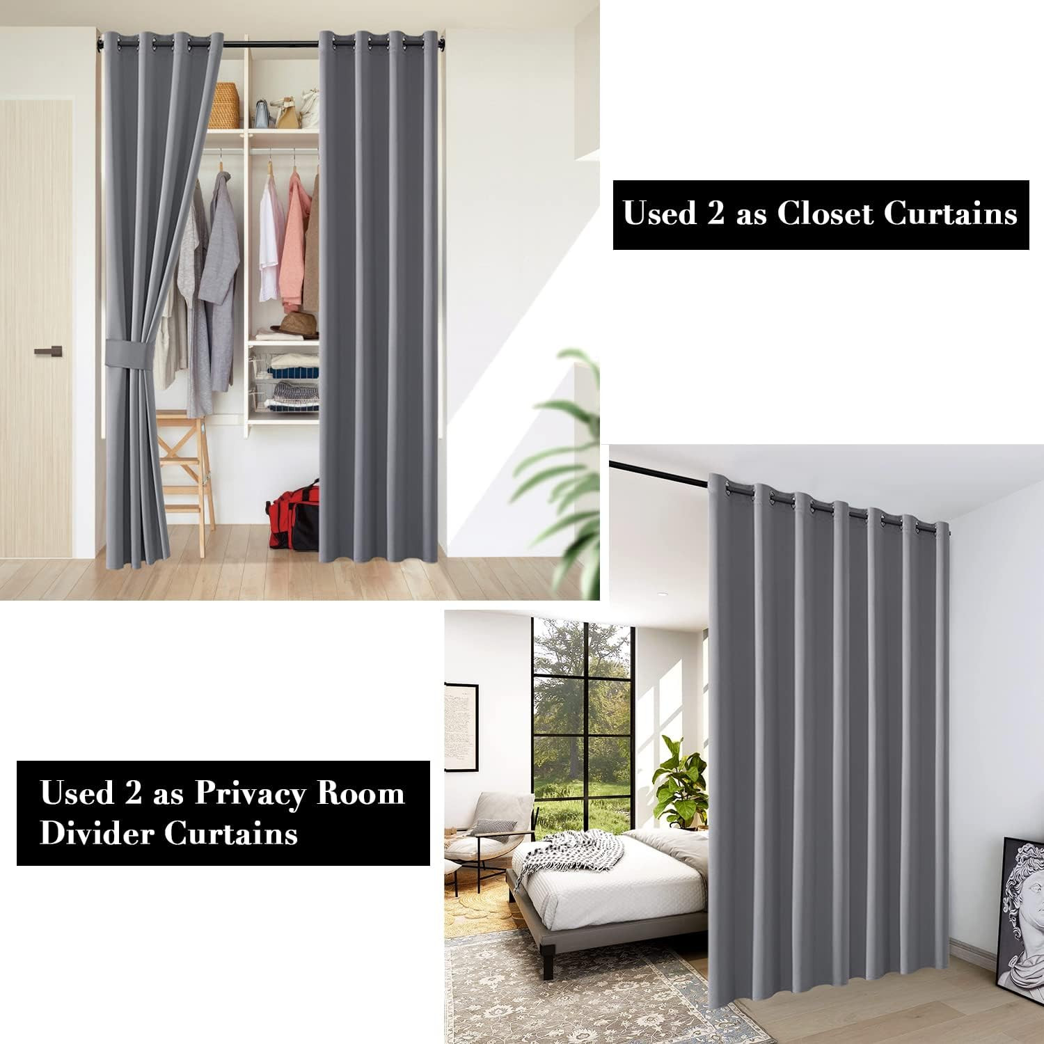Thermal Insulated Door Curtain for Doorway, Closet Curtain for Open Closet, Wide