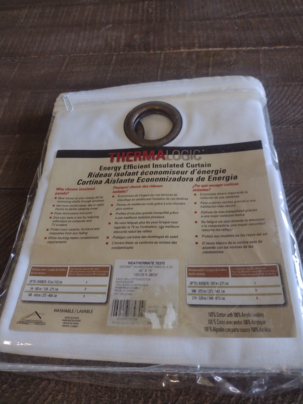 Thermalogic Energy Efficient Insulated Grommet Valance Curtain