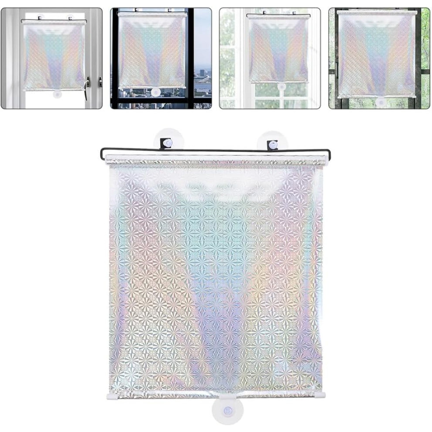 Window Shade with Suction Cup Sun Curtain for Kitchen Retractable Privacy Screen