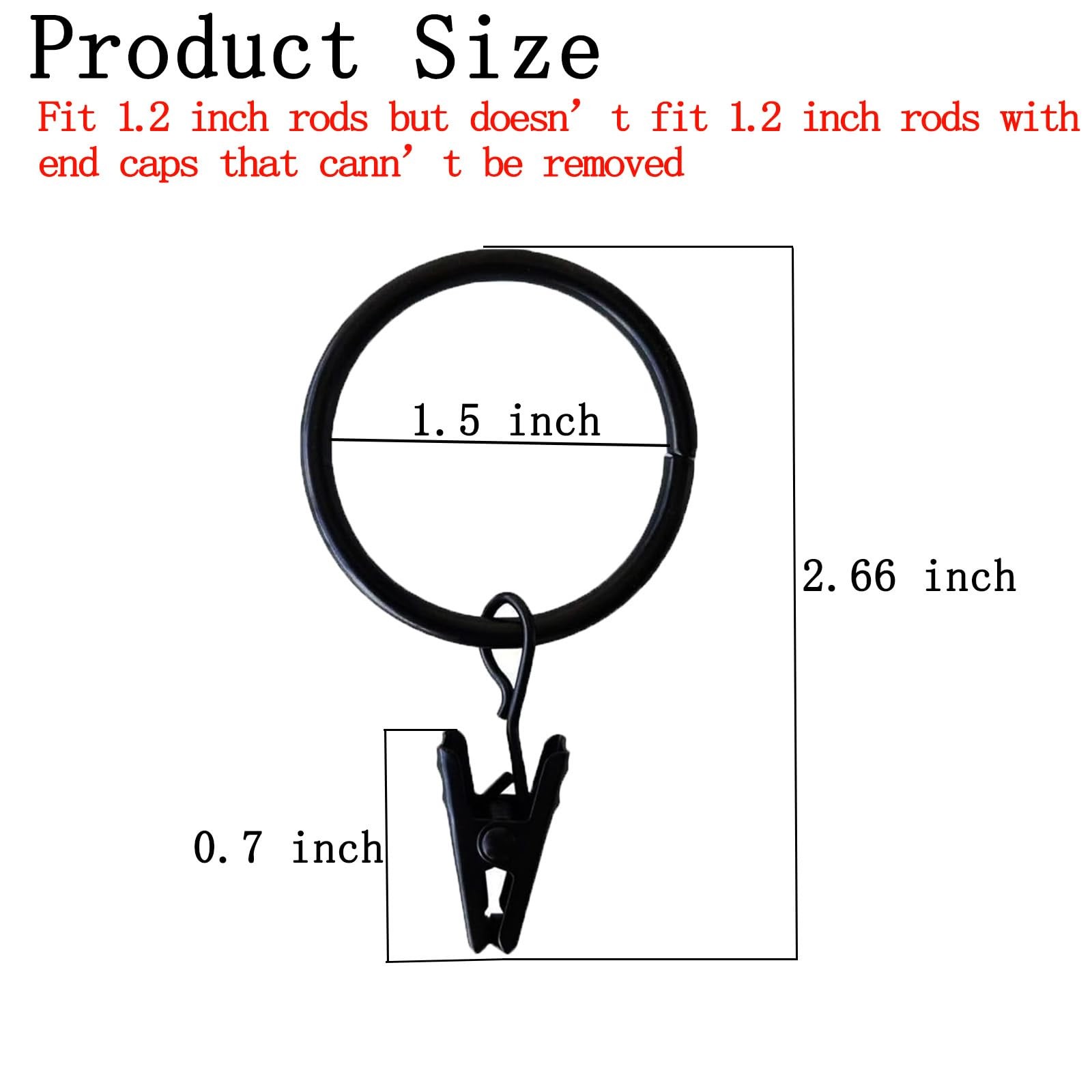 16 Pack Curtain Rings with Clips, Window Clip Rings Curtain Hooks Hangers Clip R
