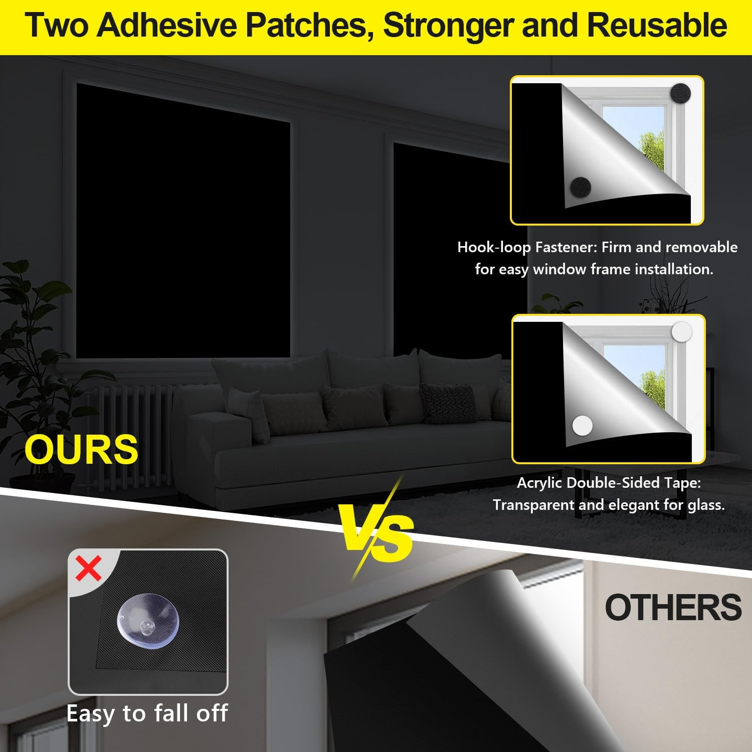 Portable Blackout Curtain W118 X L57 No Drill Sunblock for Nursery Dorm Room