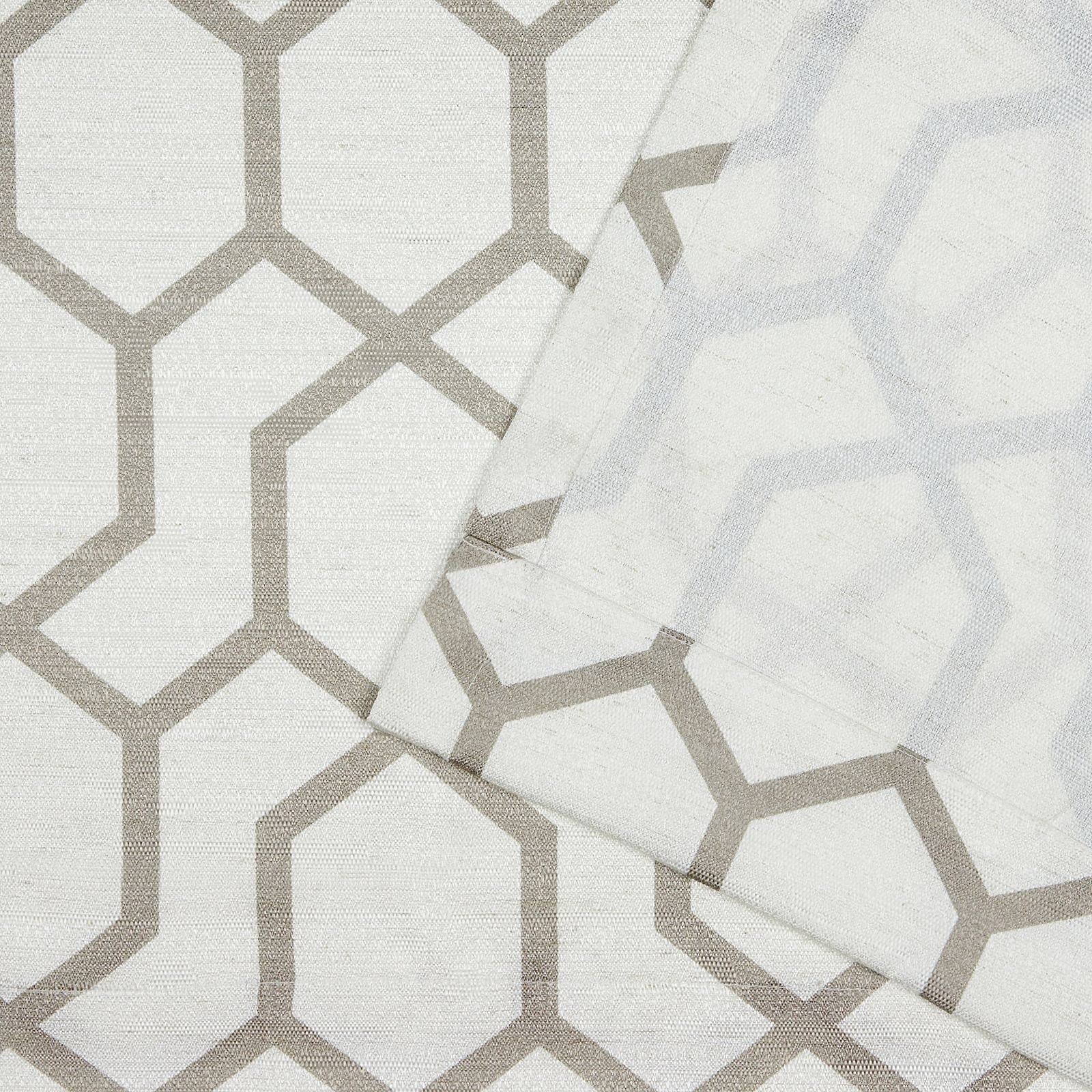 Hexa Geometric Print Light Filtering Curtain Panels, 54″x108″, Natural, 2-Pack