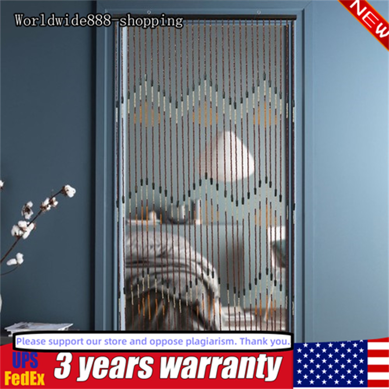31 Strands Colorful Bamboo Wood Beaded Curtain Doorway Bead String Curtain us