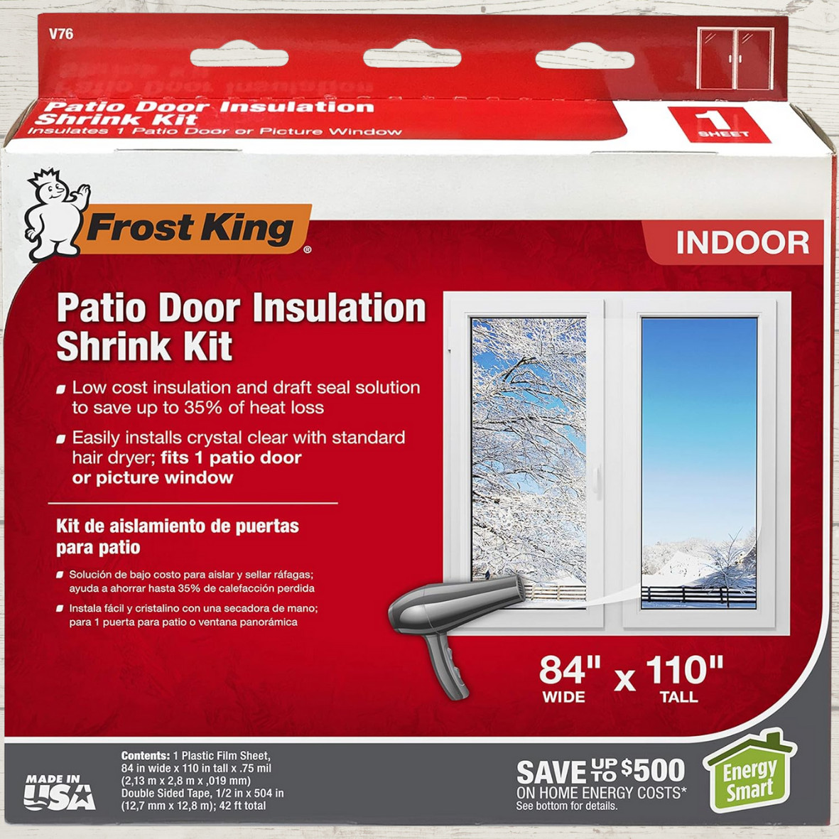 84 In. X 110 In. Clear Plastic Patio Indoor Shrink Window Kit | Frost King By