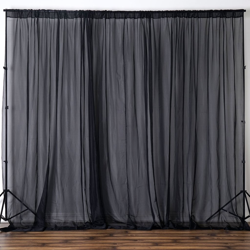 Black 10 x 10 ft Voile BACKDROP CURTAINS 2 Panels 5×10 ft Home Party Decorations
