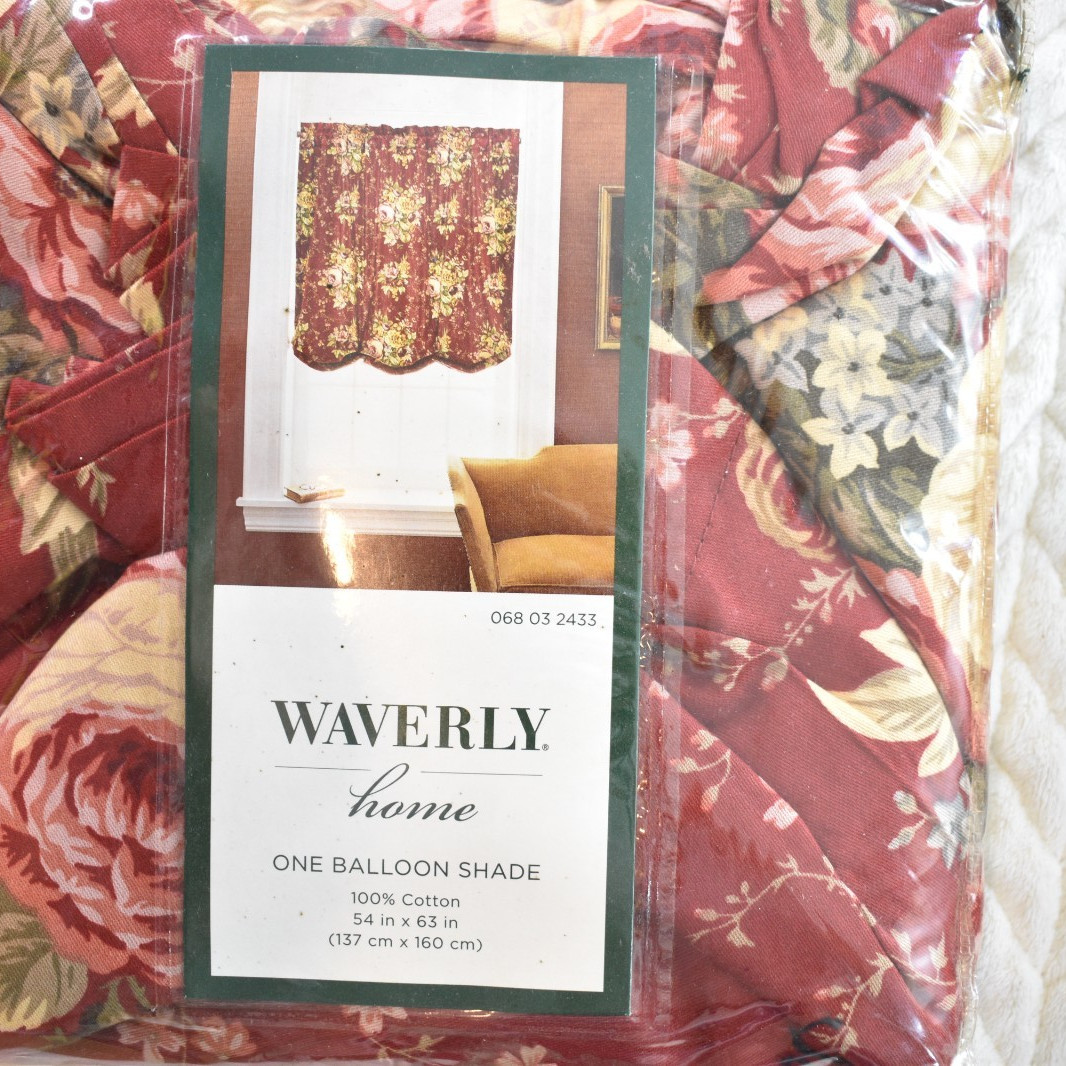 Waverly Home Pair 2 Balloon Shades Cotton 54″ x 63″ Floral Red Cottagecore NEW