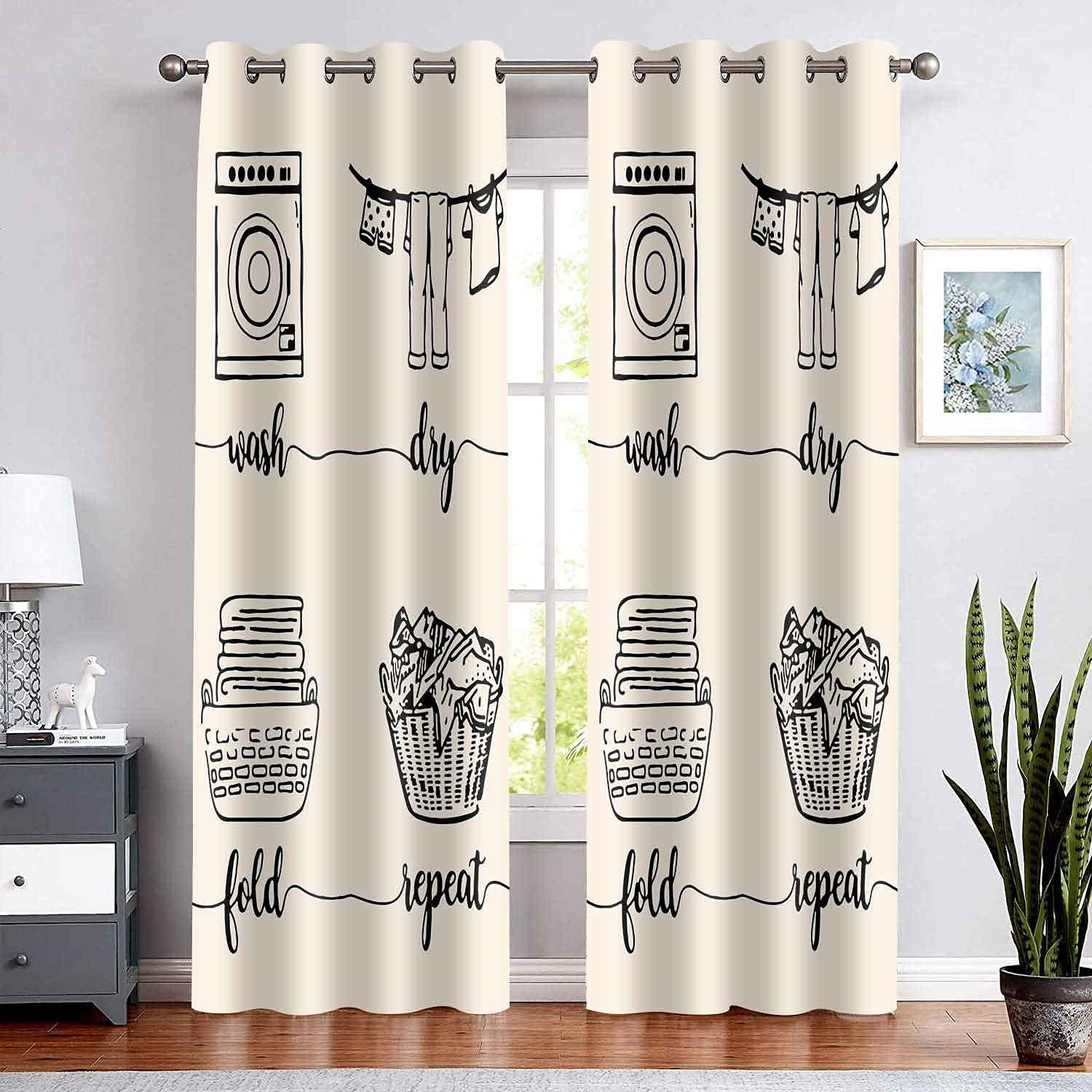 Laundry Curtains Laundry Quotes Wash Dry Fold Repeat Curtain Room Darkening Ther