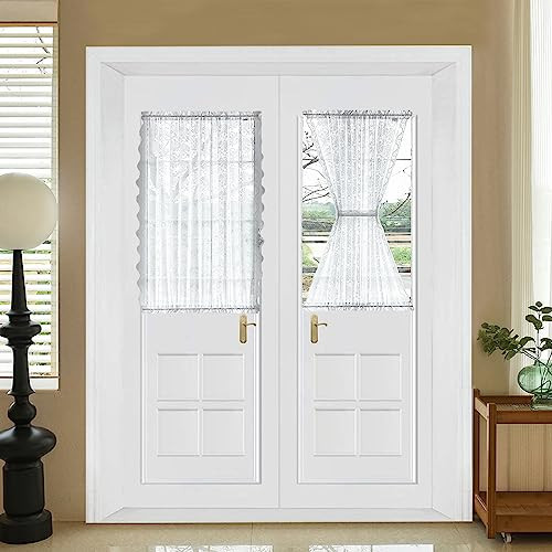 Lace Back Door Curtains for Window 2 Panels 40 inches Long – Vintage Floral