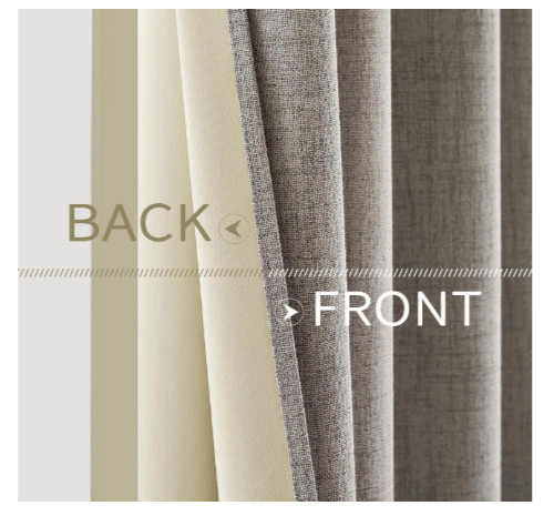 MIULEE Blackout Curtains Gray Tan Faux Linen 51 x 84 Curtain Panel Pair NEW