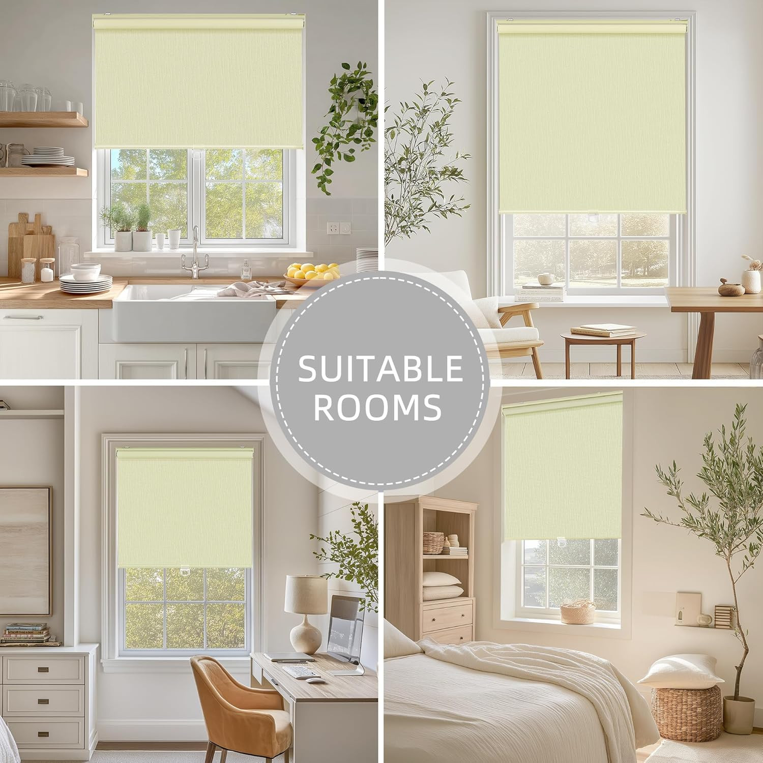 ChrisDowa 100% Blackout Roller Shades for Windows, Striped Pattern Cordless Pull