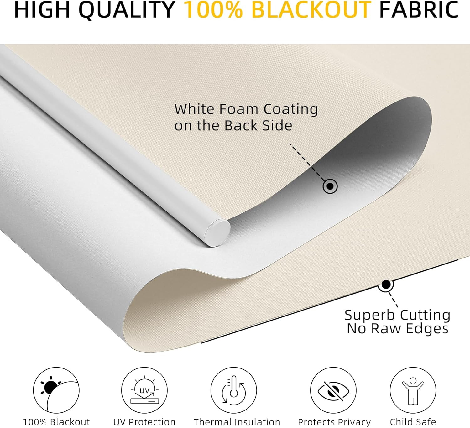ChrisDowa Cordless Blackout Roller Shades for Windows, Thermal Insulated UV Prot