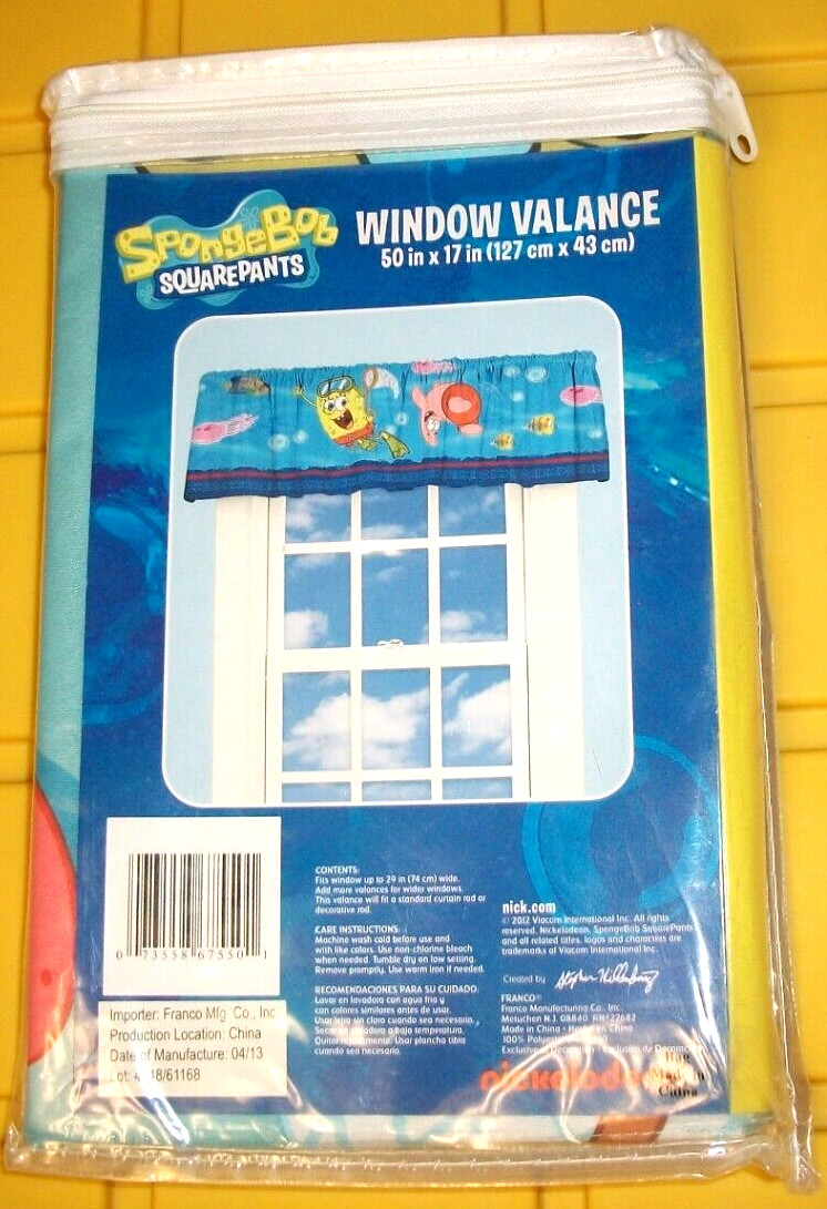 Nickelodeon SpongeBob SquarePants Window Valance Blue 50x17in. New