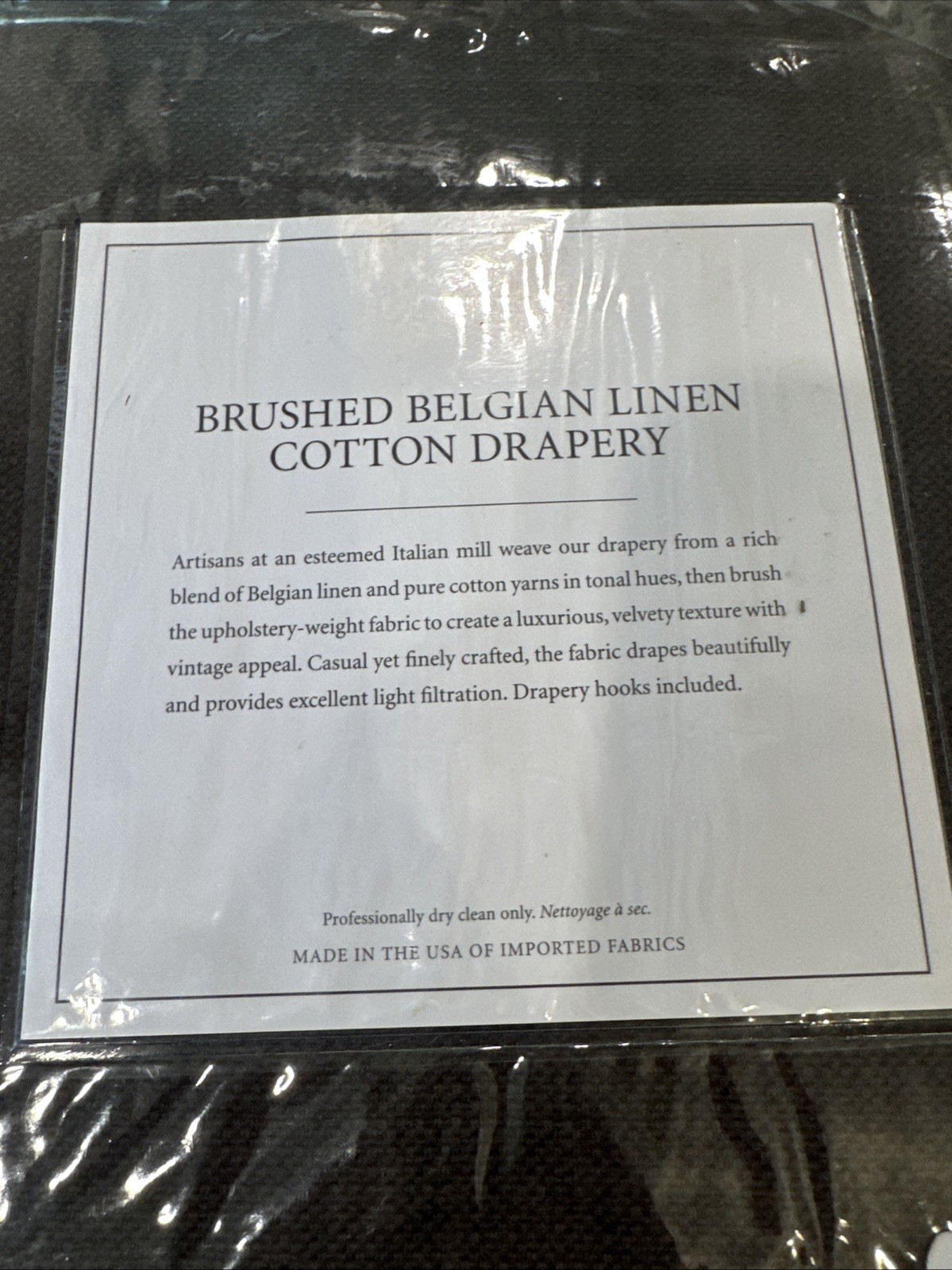 Restoration Hardware Brushed Bel Linen Cotton Drapery RP 50″W x 84”L COFE $269