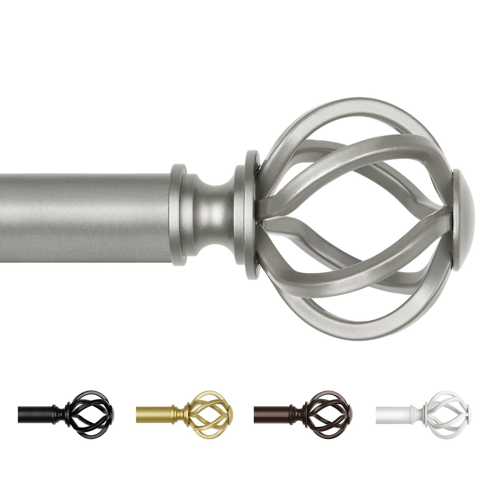 Usfook Antique Silver Curtain Rod 32 To 58 Inch 2.6-4.8 Ft 7/8 Curtain Rods For