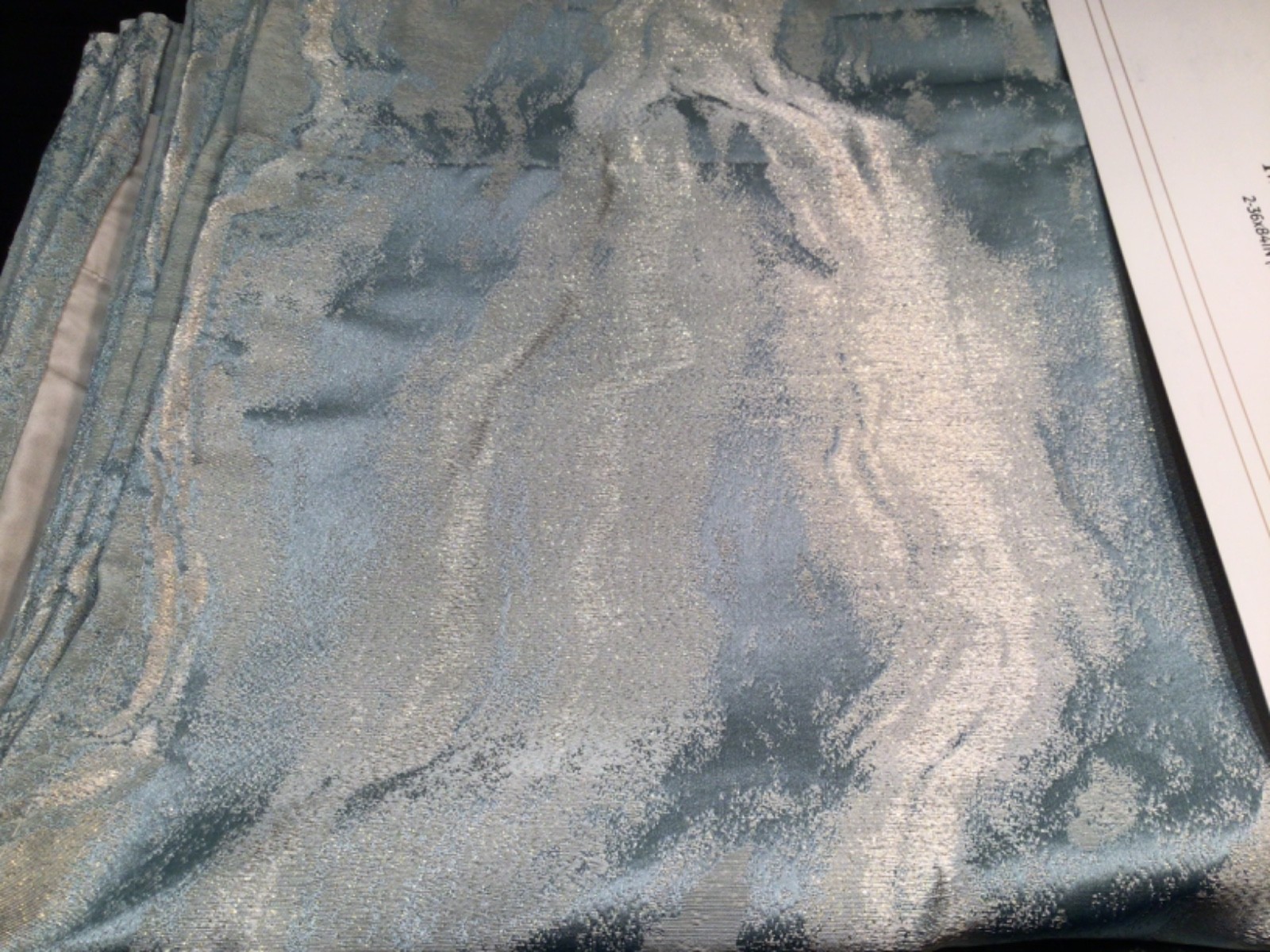 CALLISTO HOME Curtain panels 36 x 84 MARBLE Seafoam green shimmer Lined 2 pc set