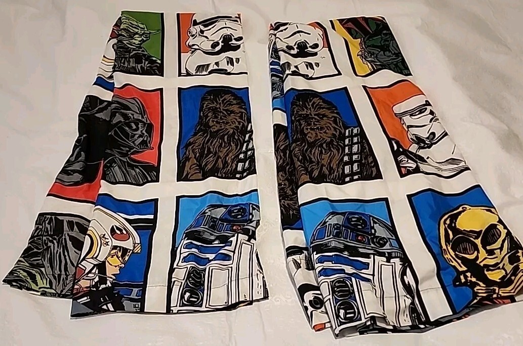Star Wars Curtains 42×64 2 Panels = 84″ Darth Luke Chewie Yoda R2D2 Jay Franco
