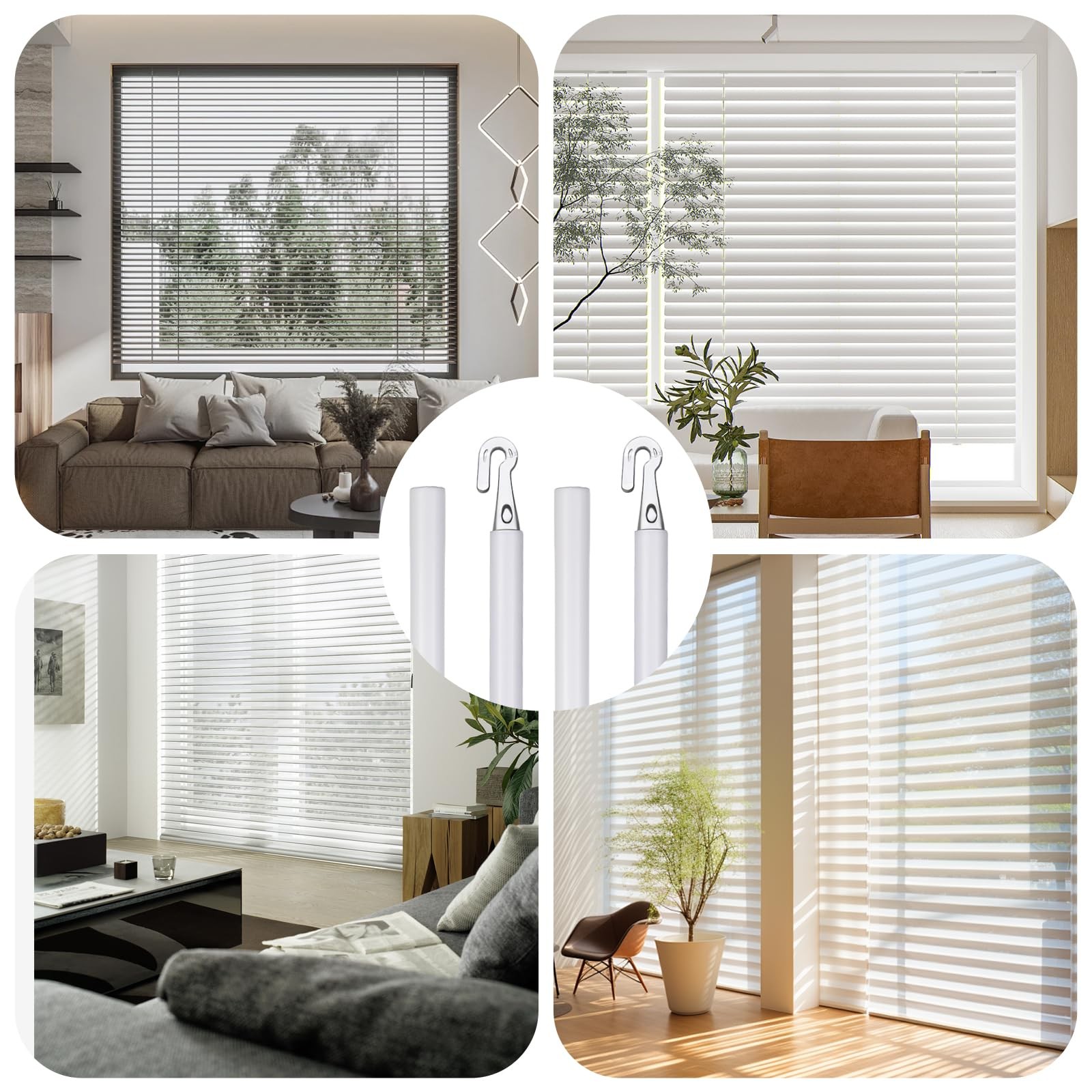 2Pair Detachable Blind Wand Plastic Blind Rods 24 Inches Blinds Tilt Wand (Af…