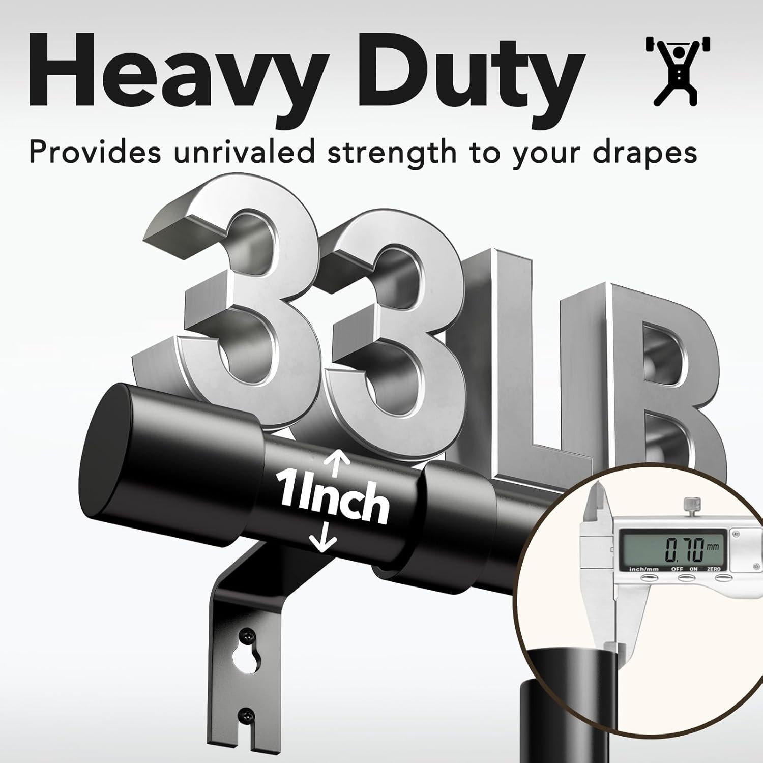 2 Pack Heavy Duty Curtain Rods for Windows 48 30"-90"|2pack, Black