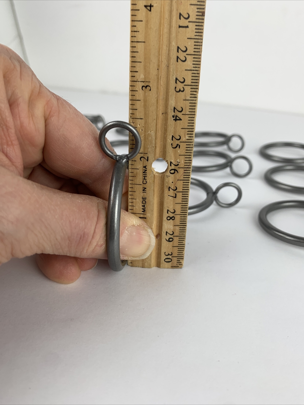 Lot of 12 Drapery Curtain Rings metal pewter finish for 1 1/4″ rod