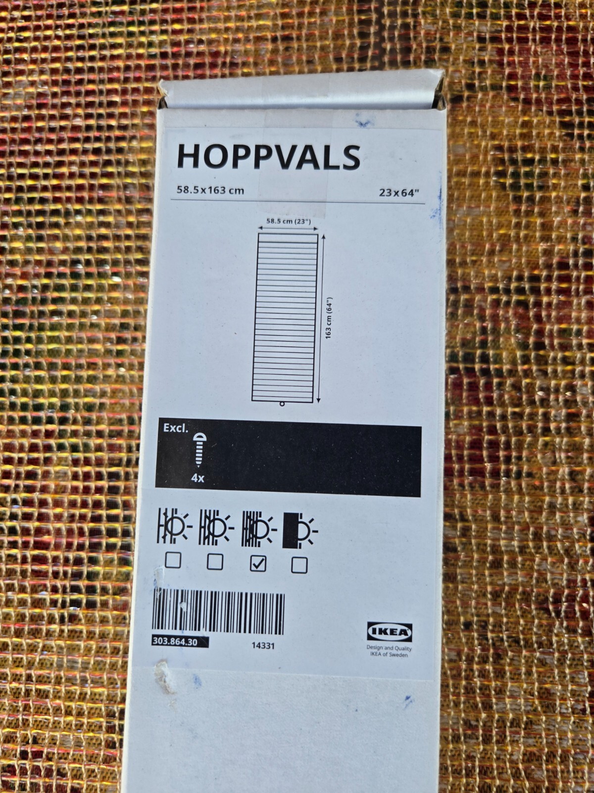 IKEA HOPPVALS 23″ X 64″ Grey Polyester Window Shade Blinds NEW