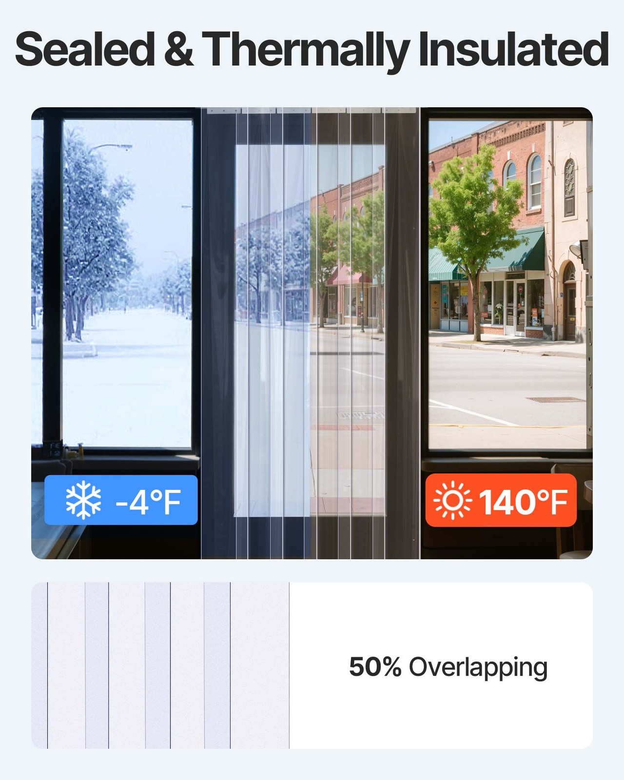 Strip Curtain 16PCS, 96″ Height, 96″ Width, 0.08″ Thickness, Clear Smooth Plasti