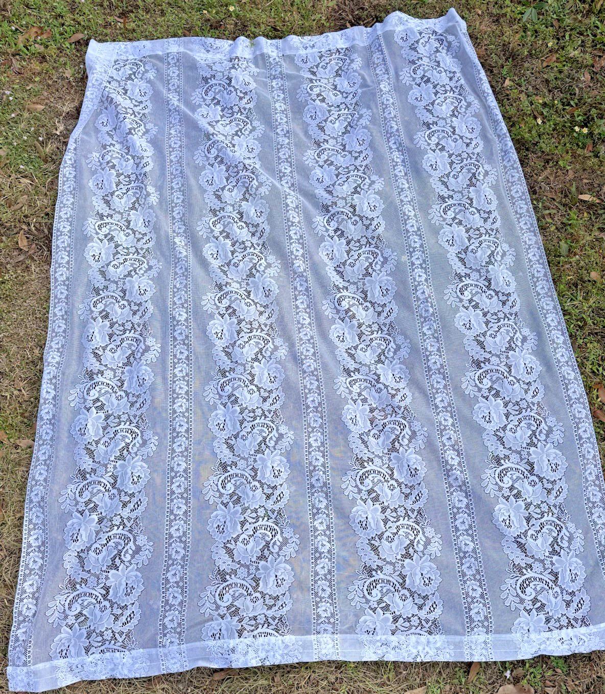 Curtain Lace Panel White Floral Polyester 1″ Pocket Rod 60″ Wide x 82″ Length
