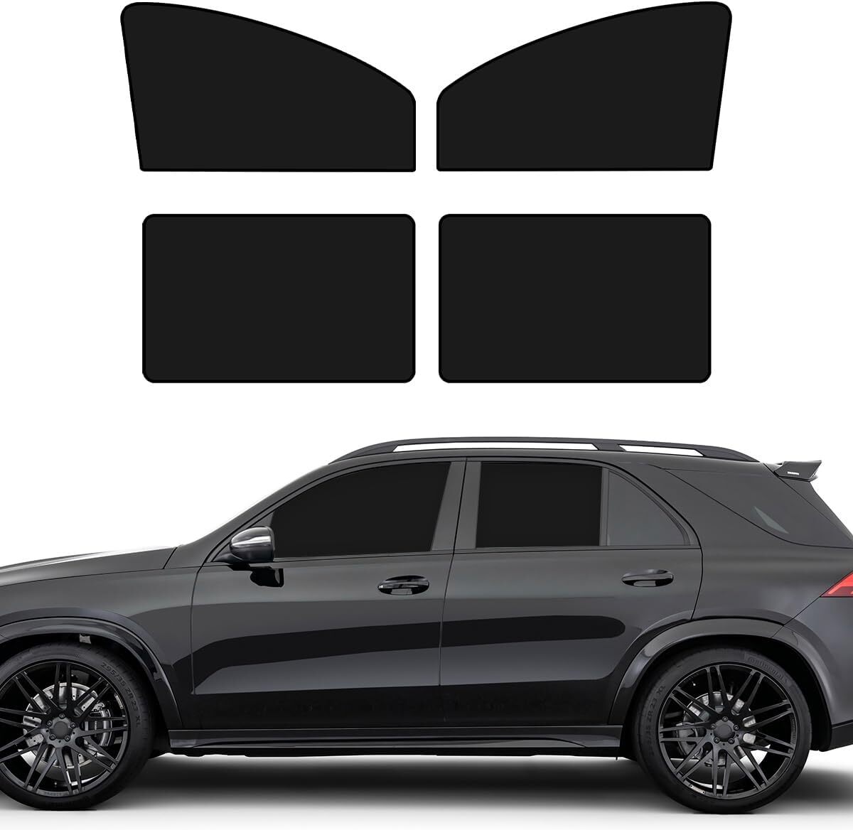 4 PCS Car Side Window Sun Shades, Magnetic Front Rear Shades for Black