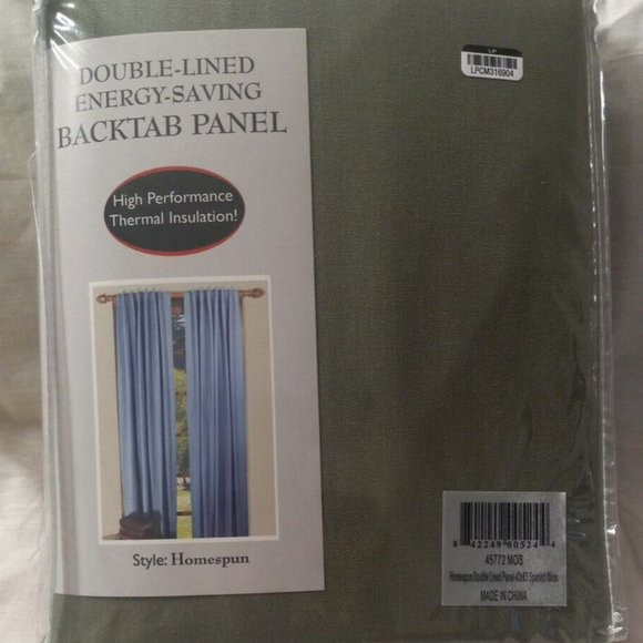 HOMESPUN BACKTAB DOUBLE INSULATED CURTAIN 40″ WIDE X 63″ LONG SPANISH MOSS