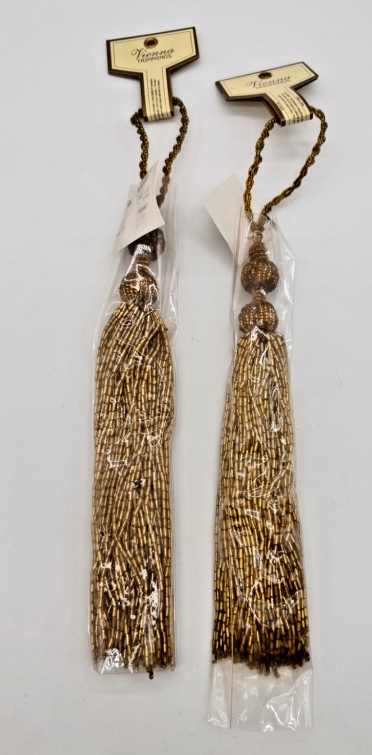VIENNA TRIMMINGS Drapery Beaded Tie Back Set Gold or Clear/Gold NEW-Your Choice