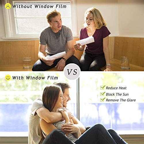 Window Tint for Home, One Way Daytime Privacy 17.5 In x 6.5 Ft Silver Black