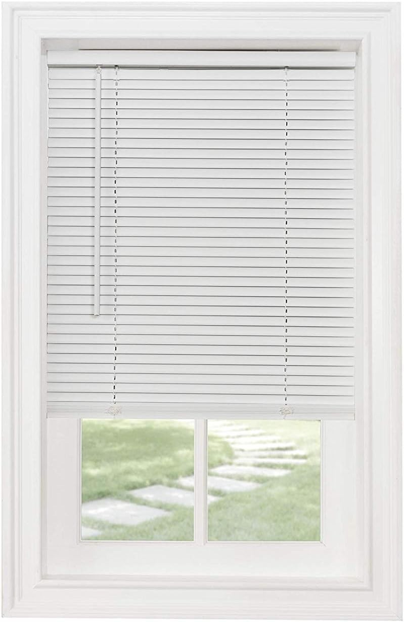 NEW CORDLESS WINDOW MINI BLINDS 1″ SLATS VINYL BLACK WHITE VENETIAN BLINDS
