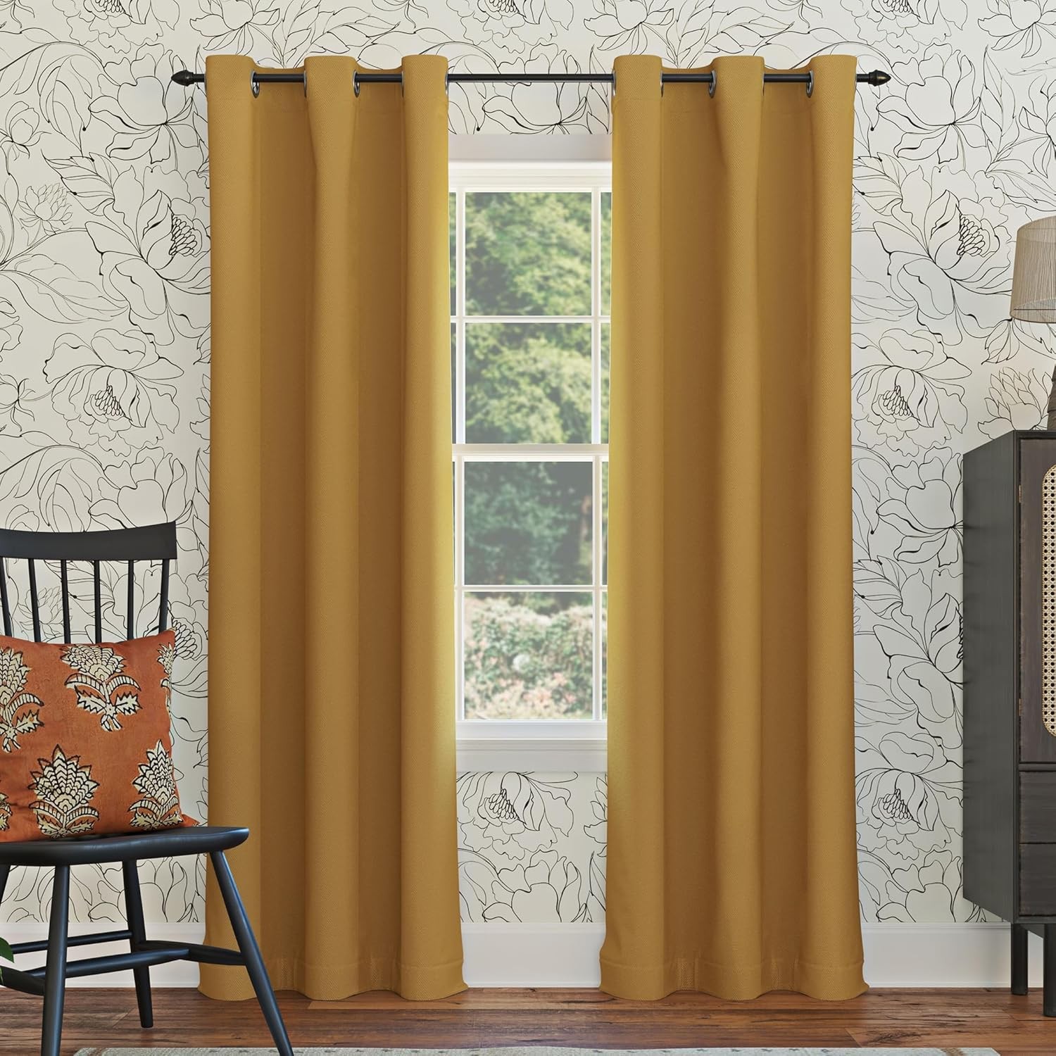 Easton Energy Saving Blackout Grommet Curtain Panel, Gold, 40″ W x 63″ L (1