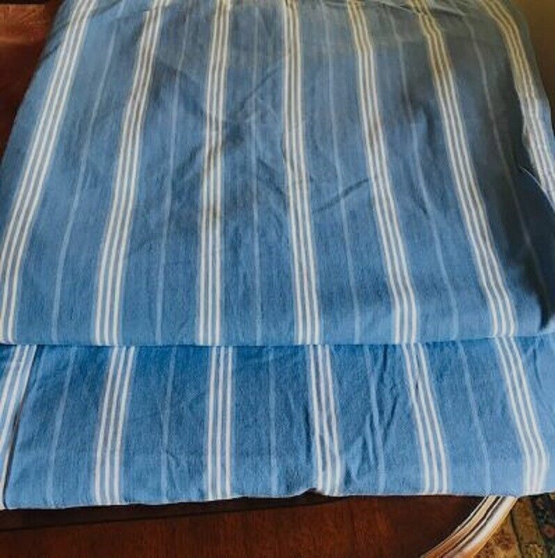 Pottery Barn Striped Drapes Set 2 Light Blue 44x 84 Curtain Pair Kids Rare More+