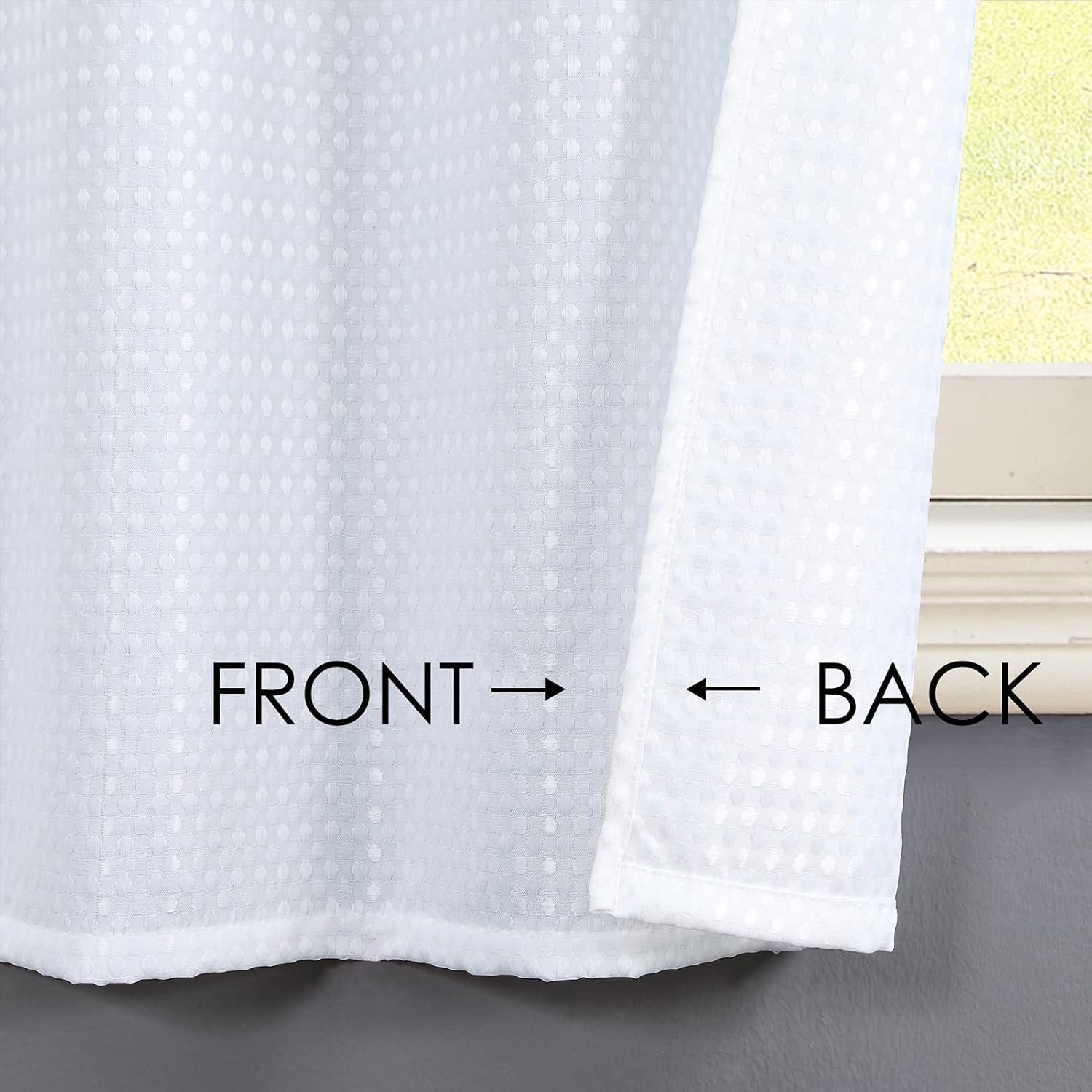 White Water Resistant Bathroom Window Curtain, Dot Waffle Textured Half Tier …
