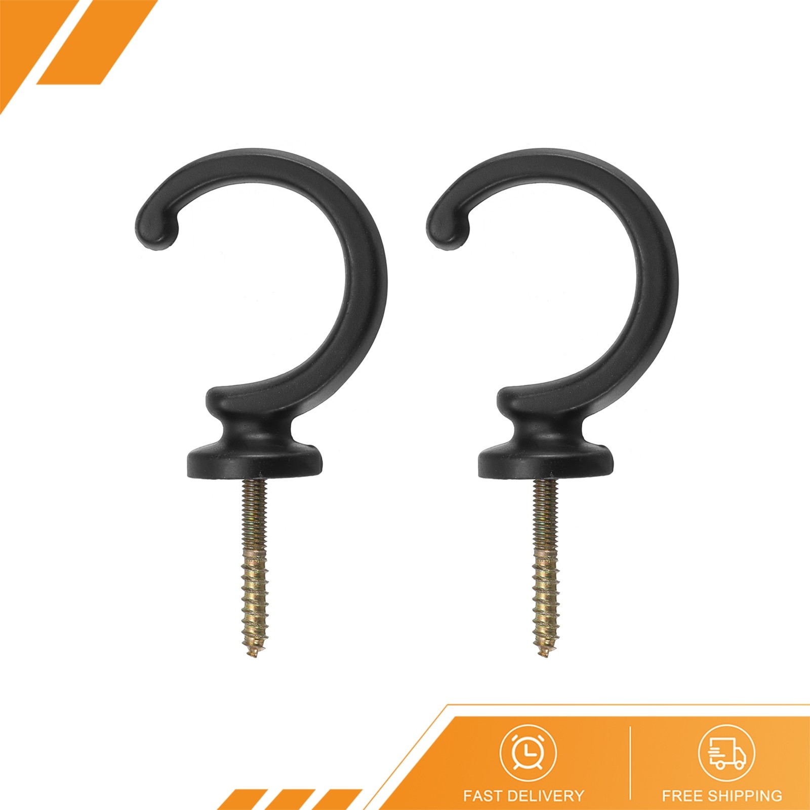 2pcs – Aluminum Alloy Wall Mounted Curtain Holdback Drapery Tieback Hooks Black