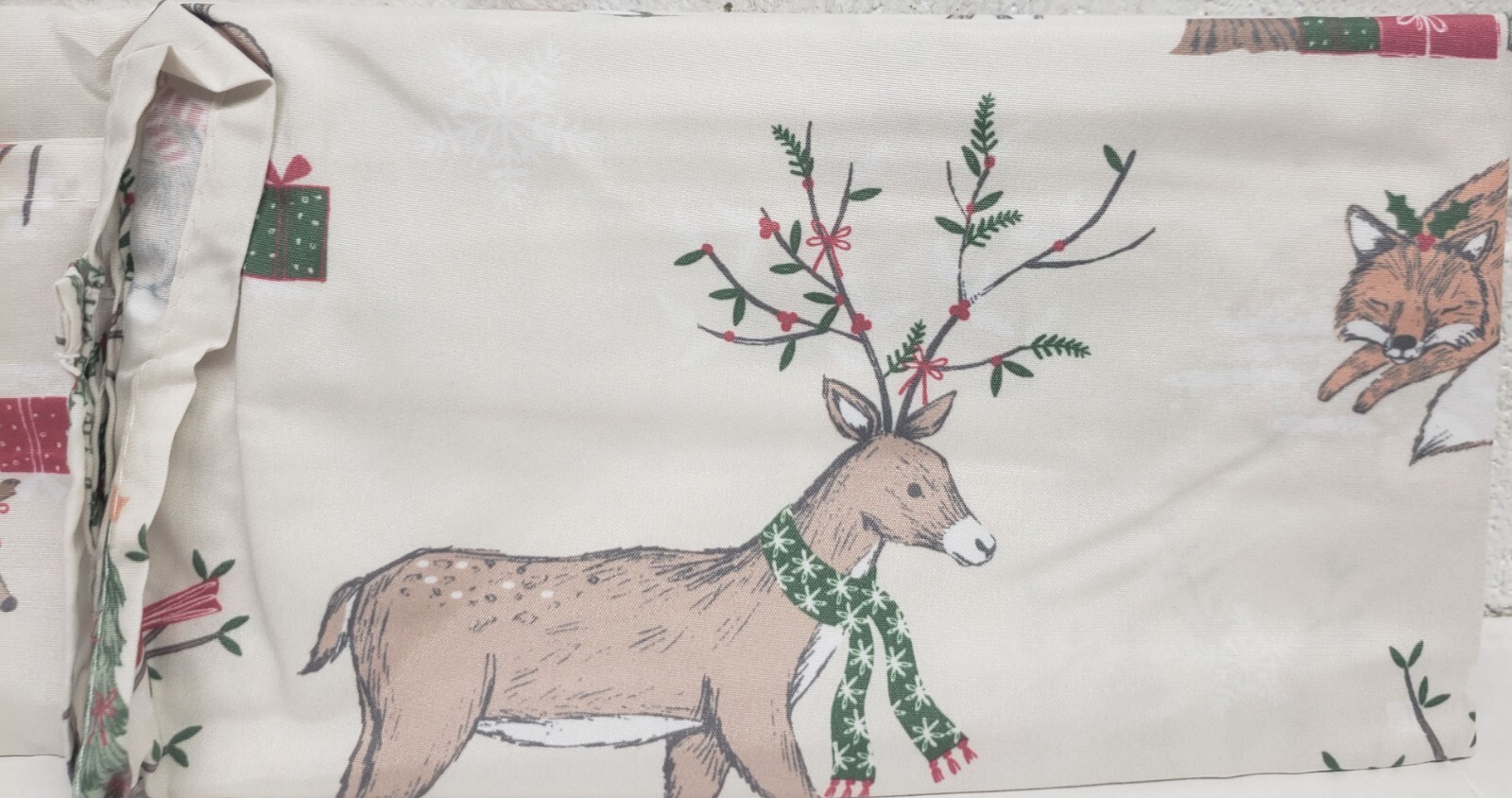 1 Fabric Printed Kitchen Valance (58″x13″) CHRISTMAS,WINTER WOODLAND ANIMALS,SKL