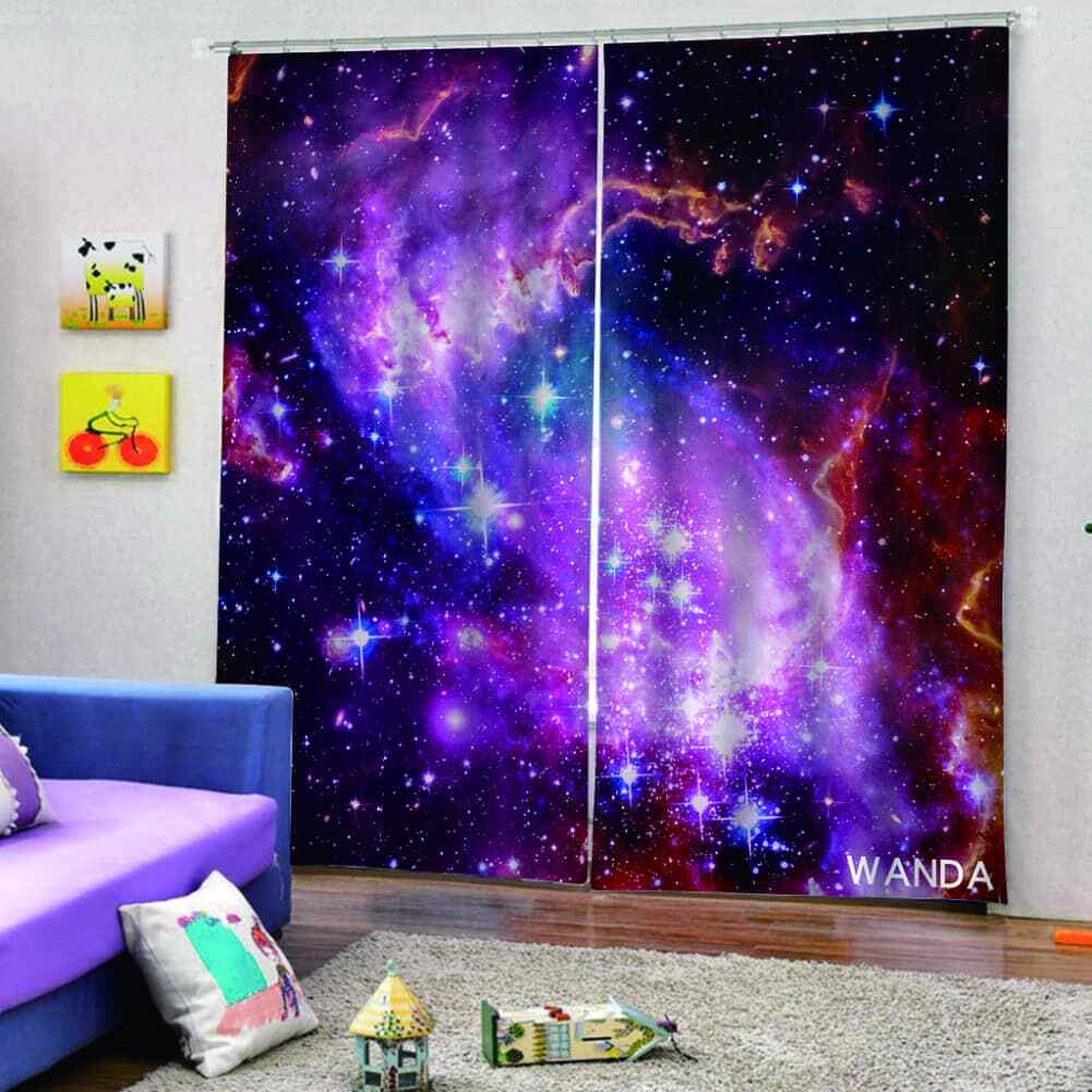 many stars in the bright galaxy Printing 3D Blockout Curtains Fabric Window
